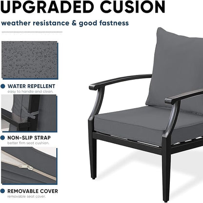 4-Piece Patio Conversation Set, Oversized Outdoor Metal Furniture Set - Image 5