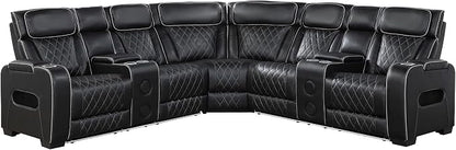 Lexicon 118" Power Reclining Sectional Sofa, Wall Hugger, 2 Recliner Seats - Image 14