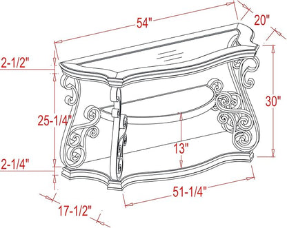 54'' Dark Brown Retro Wooden Sofa Table - Image 2