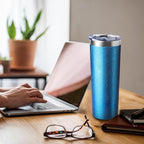 20 oz Skinny Tumbler with Lid and Straw,Stainless Steel Vacuum Insulated Tumbler Double Wall Travel Coffee Mug,Insulated Cup for Coffee, Tea, Beverages,Office (Texture Blue,1)
