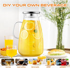 1 Gallon 128oz Glass Pitcher, Water Pitcher with Lid and Spout, Glass Carafe for Hot/Cold Drink, Water Jug for Iced Tea, Coffee, Juice, Milk, Beverage (Extra-Wide Mouth)
