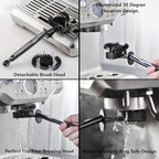 Espresso Coffee Machine Cleaning Brush Kit with Portafilter Cleaning Disc (Brush and Disc for 51mm Coffee Machine)
