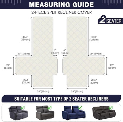 TAOCOCO 100% Waterproof Oversized Loveseat Recliner Cover, Non Slip Split Couch - Image 2