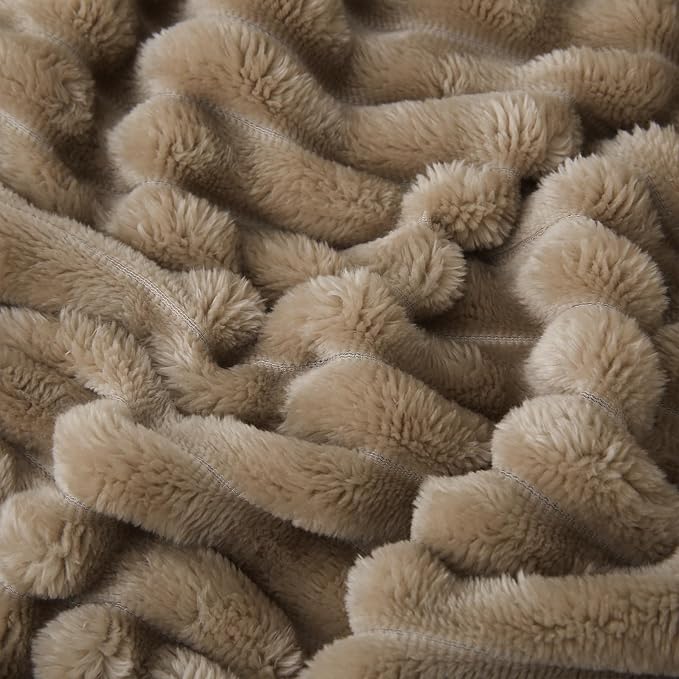 Tan Fleece Throw Blanket 90”×90” - Image 5