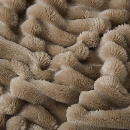 Tan Fleece Throw Blanket 90”×90” - Image 5