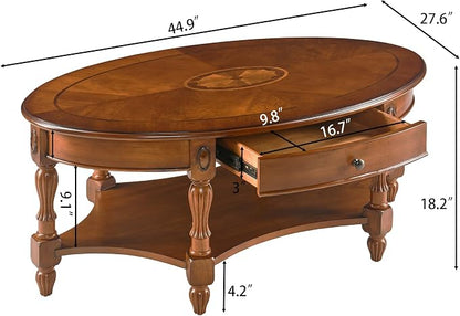 LEEMTORIG Oval Coffee Table for Living Room, Solid Wood Table - Image 2