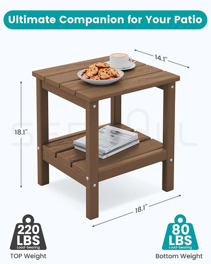 SERWALL 2-Tier HDPE Outdoor Side Table, Weatherproof Rectangular Adirondack - Image 3
