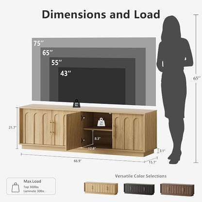 FORTUNETEC TV Stand for 75 Inch TV, Mid Century Modern TV Stand - Image 2