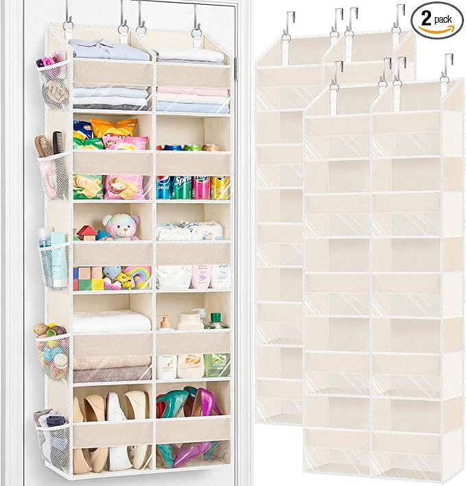 2 Pack Over the Door Organizer 5 Tiers, Extra Large Behind Door Storage of 10 by Ofiray-home