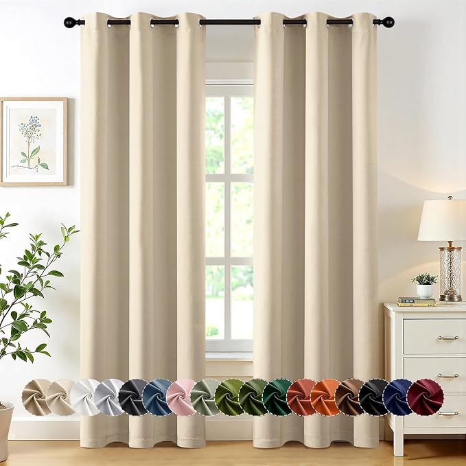 MIULEE Blackout Curtains for Bedroom 2 Panels 40 x 72 Inch Long Cream Beige | by MIULEE