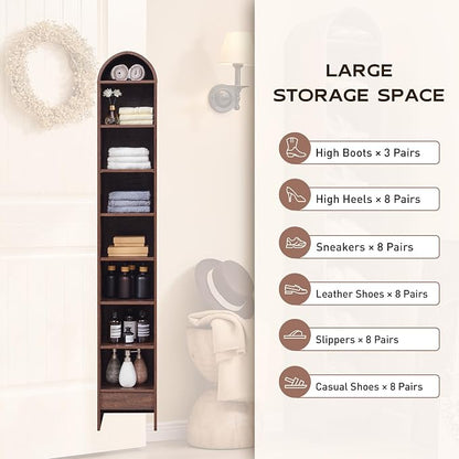 IFGET 67" Tall Arched Bookshelf, 8 Tiers Arch Bookcase - Image 4