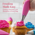 Set of 200 - Anti Burst Piping Bags 12 Inch - Prestee Tipless Icing Bags - Durable Frosting Piping Bag Tools - Pastry and Cookie Decorating Supplies