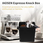 Large Square Knock Box Shock-absorbent Knock Box Espresso with Removable Knock Bar and Non-Slip Base Espresso Accessories for Home/Office (Large Black Knock Box)