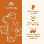 Organic India Spiced Turmeric Latte Powder - Golden Milk Mix, Authentic Blend, Gold Tea Drink, With Ginger and Cinnamon, Vegan, Ayurvedic Herbs, Caffeine Free, Zero Added Sugar - 3.52 Oz