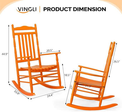VINGLI Wooden Rocking Chair Outdoor, Patio Rockers - Image 3