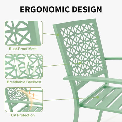GarveeTech 3 PCS Outdoor Bistro Set, Stackable Modern Metal Steel Table and - Image 8