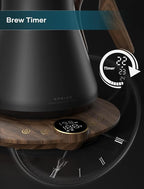 Electric Kettles, INTASTING Gooseneck Electric Kettle, ±1℉ Temperature Control, Stainless Steel Inner, Quick Heating, for Pour Over Coffee, Brew Tea, Boil Hot Water, 1500W/0.9L (Glossy Black)