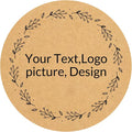 Custom Stickers Kraft Paper Labels Personalized Withe Text, Business Logo Customized Food Jars Labels Bakery Label Sticker Package Favor Canning Circle 100pcs (Style 2)