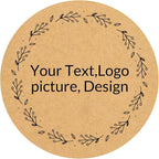 Custom Stickers Kraft Paper Labels Personalized Withe Text, Business Logo Customized Food Jars Labels Bakery Label Sticker Package Favor Canning Circle 100pcs (Style 2)