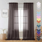 Chocolate Sheer Curtains 96 Inches Long 2 Panels, Voile Breathable Sheer Curtain by Lecloud
