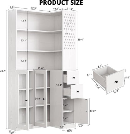 IRONCK Corner Bookshelf with LED Lights, 78.7" Tall Corner Bookshelves with 2 - Image 2