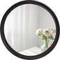 Round Mirrors 24 Inch, Rustic Decorative Transitional Dark Walnut Wall Mirror by WIOWUR