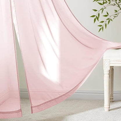 MIULEE Blush Pink Sheer Curtains 63 Inches Long 4 Panels 42 x 63 Inches | Light - Image 7