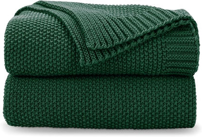 CozeCube Christmas Green Seed Stitch Throw Blanket 50"x60", Farmhouse Decor | by CozeCube