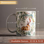 Maison d' Hermine Coffee Mug with Handles Fine Bone China Mugs Pack of One Tea Cups for Hot Beverages Cappuccino Latte Home Restaurant Office Perfect for Gift (Holly Time - Cerf, 12 Ounce)