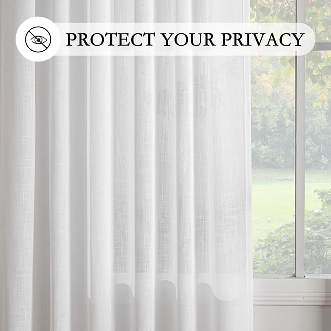 MYSKY HOME White Curtains 80 Inch Length 2 Panels Set - Image 6