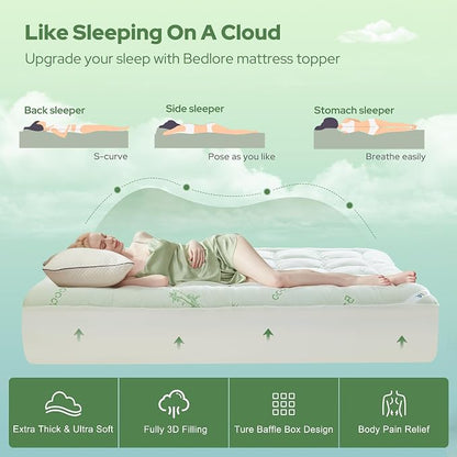 BEDLORE Twin XL Mattress Topper Viscose Derived from Bamboo, Thick Pillow Top - Image 4