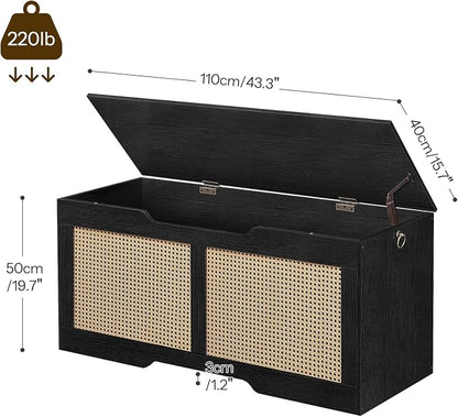 HOOBRO Storage Bench, 43.3" Toy Box, Rattan-Like Storage Chest, Sturdy Entryway - Image 3
