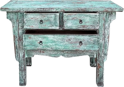 Vintage Distressed Pastel Green Marks Drawers Credenza Side Table Cabinet - Image 5