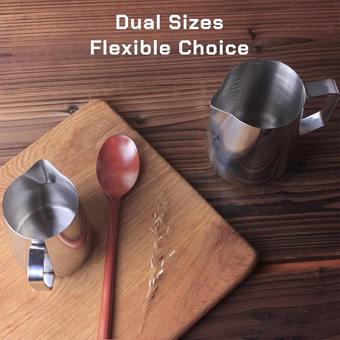 Milk Frothing Pitcher Steaming Pitchers Stainless Steel Milk/Coffee/Latte/Cappuccino Steam Pitchers Milk Jug Cup (350ml/12oz Single)
