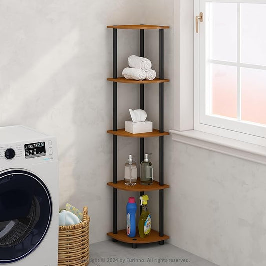 Furinno Turn-N-Tube Storage Shelves, 5-Tier Book Shelf, Corner Shelf, Toolless by Furinno-FitsYourSpaceFitsYourBudget