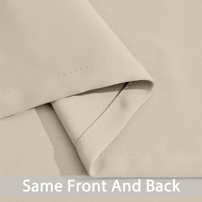 Yakamok Room Darkening Curtains 52x63 inch Length Cream Beige-Living Room | 2 - Image 5