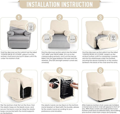 TAOCOCO Recliner Cover 4-Pieces, Recliner Stretch Sofa Slipcover, Recliner - Image 7
