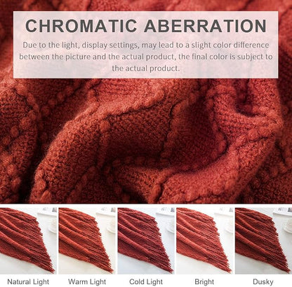 BOURINA Rust Throw Blanket 50x60 Inches Throw Textured Solid Soft Sofa Throw - Image 7