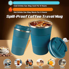 Vacuum-Insulated Stainless Steel Travel Coffee Mug, Leak-Proof Reusable Coffee Cup with Lid - Keep Hot & Cold Drinks for Hours, Durable Thermos Tumbler for Men & Women (3rd-Blue, 12OZ)