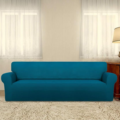 PureFit Stretch Couch Covers for Sofa 4 Seater Slipcovers Peacock Blue | - Image 2