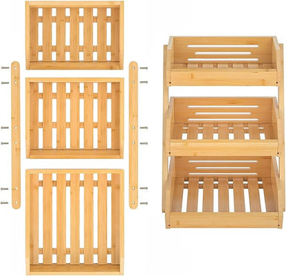 Merysen Large 3 Tier Bamboo Fruit Basket Stand - Image 7
