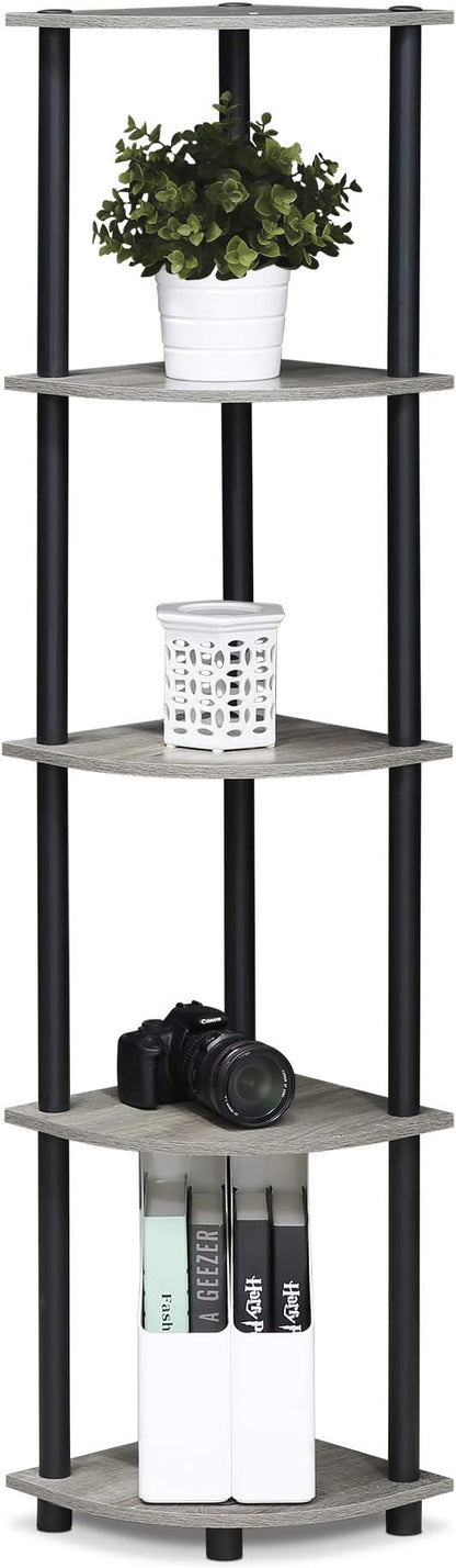 Furinno TURN-N-TUBE Corner Shelf, 5-Tier Corner Bookshelf, Open Storage Shelves - Image 6