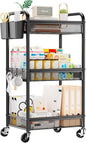 YASONIC 3 Tier Rolling Cart – Metal Utility Storage Carts by YASONIC