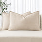 MIULEE Decorative Linen Lumbar Pillow Covers 12x24 Inch Natural Beige | Boho by MIULEE