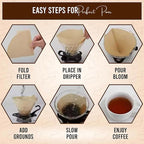 Exle Coffee Filter - V shape Cone Coffee Filters - Natural Drip Disposable Paper Filters 2-4 Cup - 100 ct - Brewing with Exle Coffee Filter - 100% Wood - Brown - Pour over coffee maker