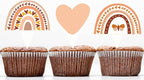 48 Pcs Boho Rainbow Party Cupcake Toppers for Boho Rainbow Birthday Party Decorations