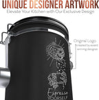Large Coffee Canister – Airtight Stainless Steel Storage Container with Date Tracker & Scoop, Sealed Jar for Grounds, Beans, Tea, Flour, Cereal, and Sugar (Black Esspresso, 38OZ)