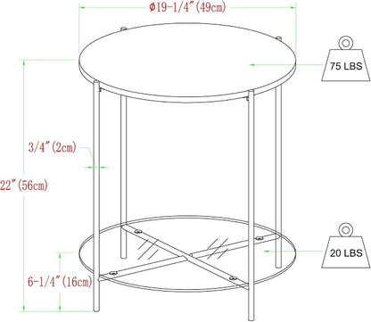 Walker Edison Blaine Mid Century Modern Marble and Glass Round Accent Table - Image 3