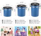 ShanSon Coffee Canister Airtight Coffee Container Stainless Steel Coffee Bean Storage Container with CO2 Release Valve and Scoop Coffee Canister for Beans,Grounds,Sugar,Flour,Tea,Cereal,16OZ,Blue