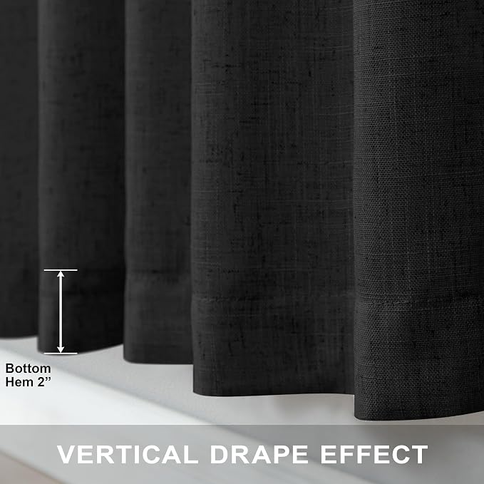 Modern Black Linen Curtains 96 Inches Long - Image 6